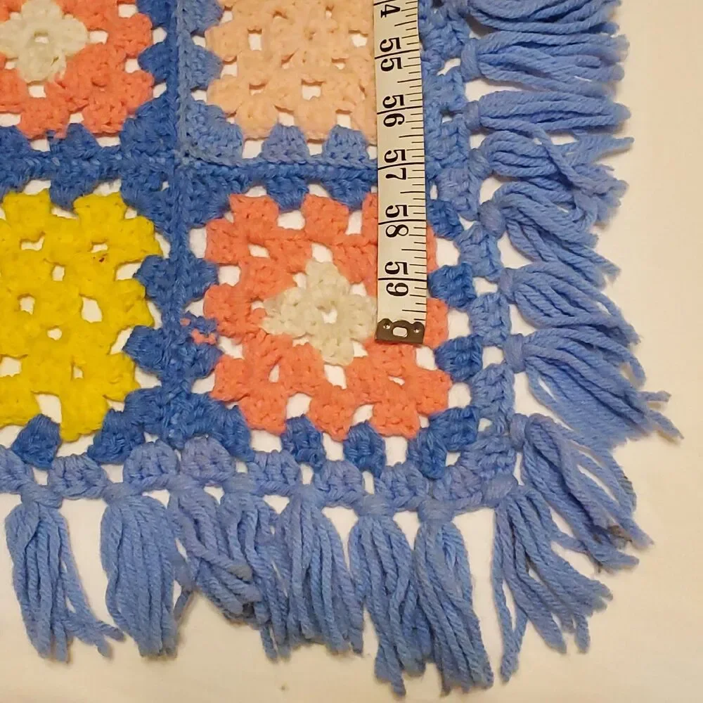 Vintage Granny Square Crochet Afghan Blanket Throw 65